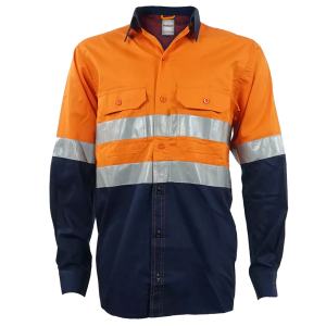 Navy / Orange Vented Reflective Mining Shirt