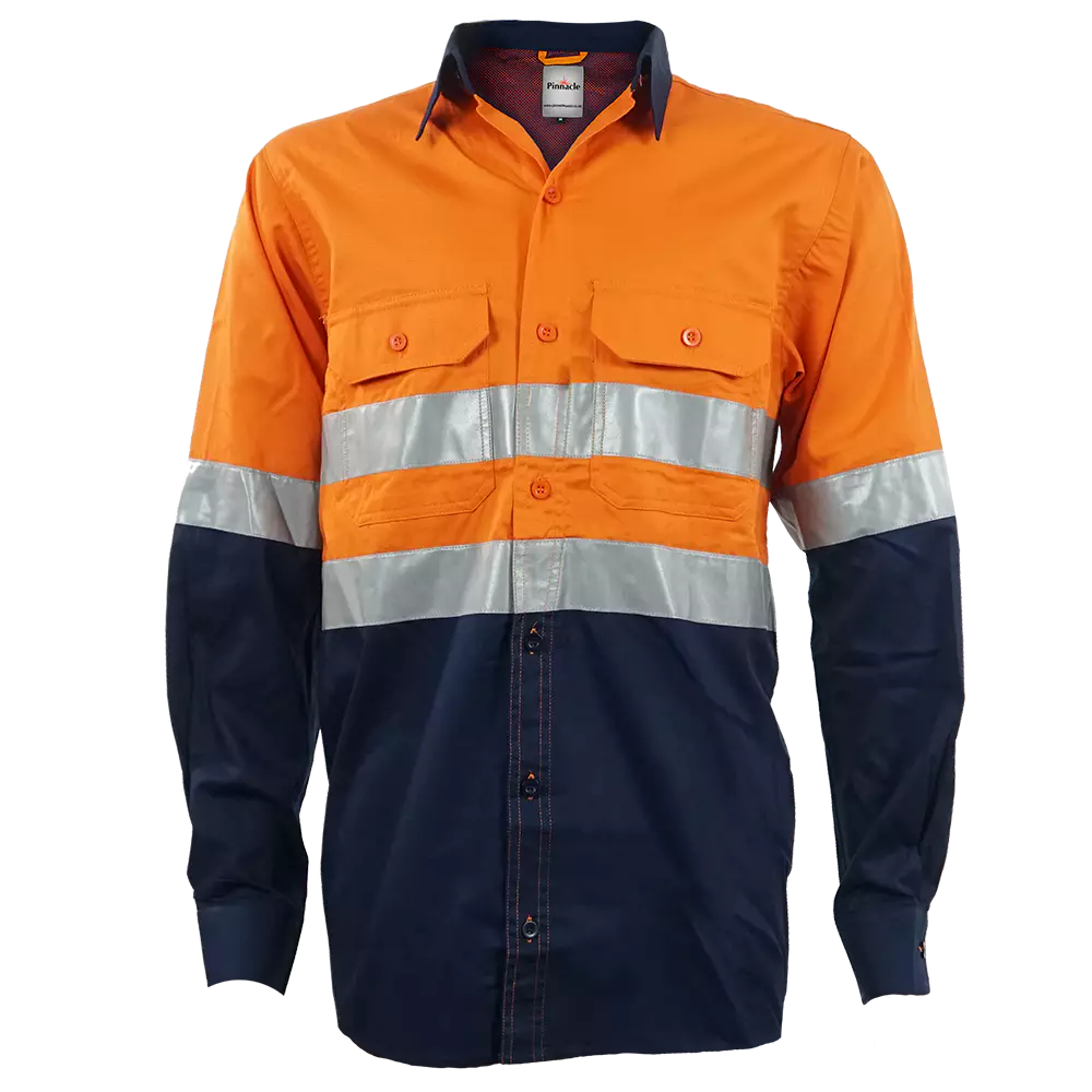 Navy / Orange Vented Reflective Mining Shirt