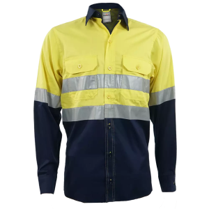Navy / Yellow Vented Reflective Mining Shirt