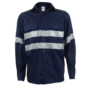 Navy Vented Reflective Mining Shirt