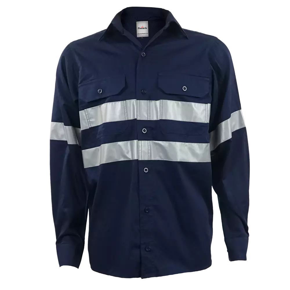 Navy Vented Reflective Mining Shirt