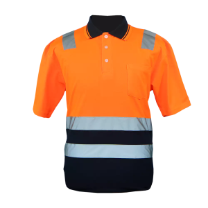 Orange / Navy Two Tone Hiviz Golf Shirt