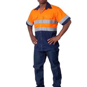 Hi Viz 100% Cotton Vented Short Sleeve Workshirt