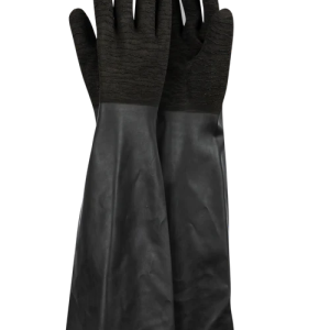 Black Industrial Rubber Glove Rough Palm 55Cm