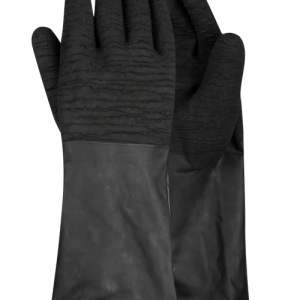 Black Industrial Rubber Glove Rough Palm 35Cm