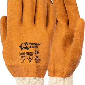 Pioneer Orange Foam Pvc Glove Knitwrist