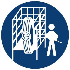 Safety Cage Shall Be Used SABS safety sign (MV16)