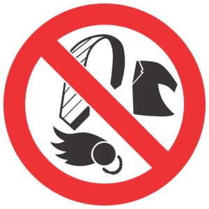 No Loose Clothing, Ties, Jewellery And Unconfined Long Hair safety sign (PV12)