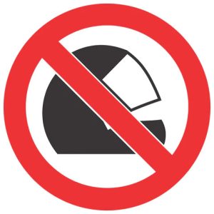 No Wearing of Helmets SABS safety sign (PV18)