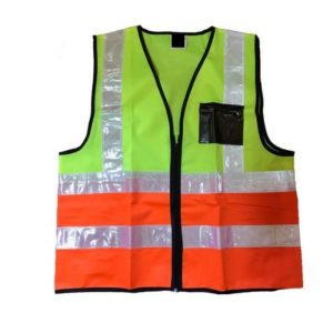 Pioneer®Lime/Orange Two Tone Reflective Vest Zip & Id Pouch