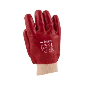 Tru Touch Red PVC Heavy Duty Gloves Rough Palm