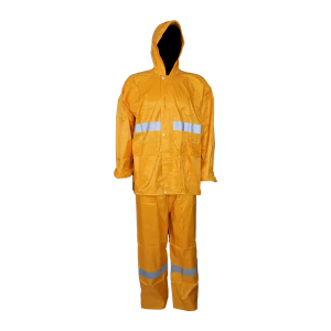 PVC Rubberised Rain Suit Yellow With Reflective Tape