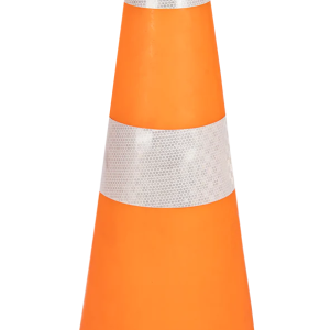 Orange Soft PVC Traffic Cone with Reflective Tape - 900mm