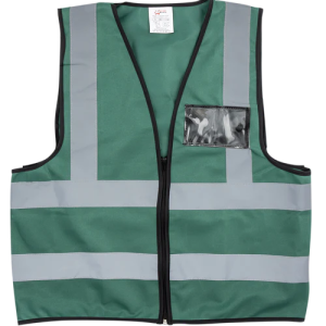 Pioneer®Blackish Green Reflective Vest With Zip & Id Pouch