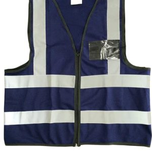 Pioneer®Navy Reflective Vest With Zip & Id Pouch
