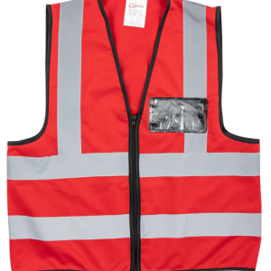 Pioneer®Red Reflective Vest With Zip & Id Pouch
