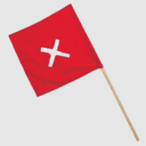 Red Flag Wooden Handle With Reflective Tape