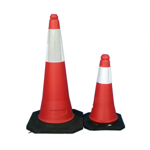 Pinnacle Traffic Cone Black Rubber Stand With Reflective Tape 750mm