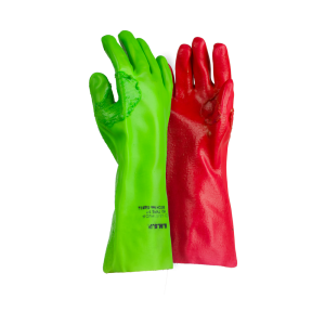 Red Left & Green Right PVC Reinforced Miner's Gloves - 35cm