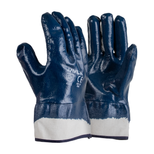 Premium Blue Nitrile Fully Coated Canvas Cuff Gloves