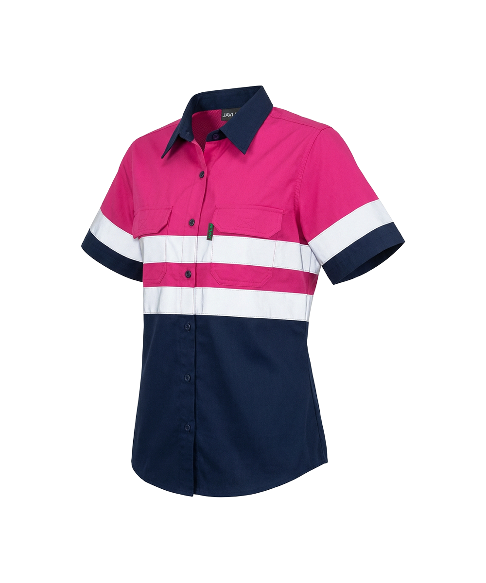 Hi-Vis Women's Two Tone Vented Short Sleeve Work Shirt