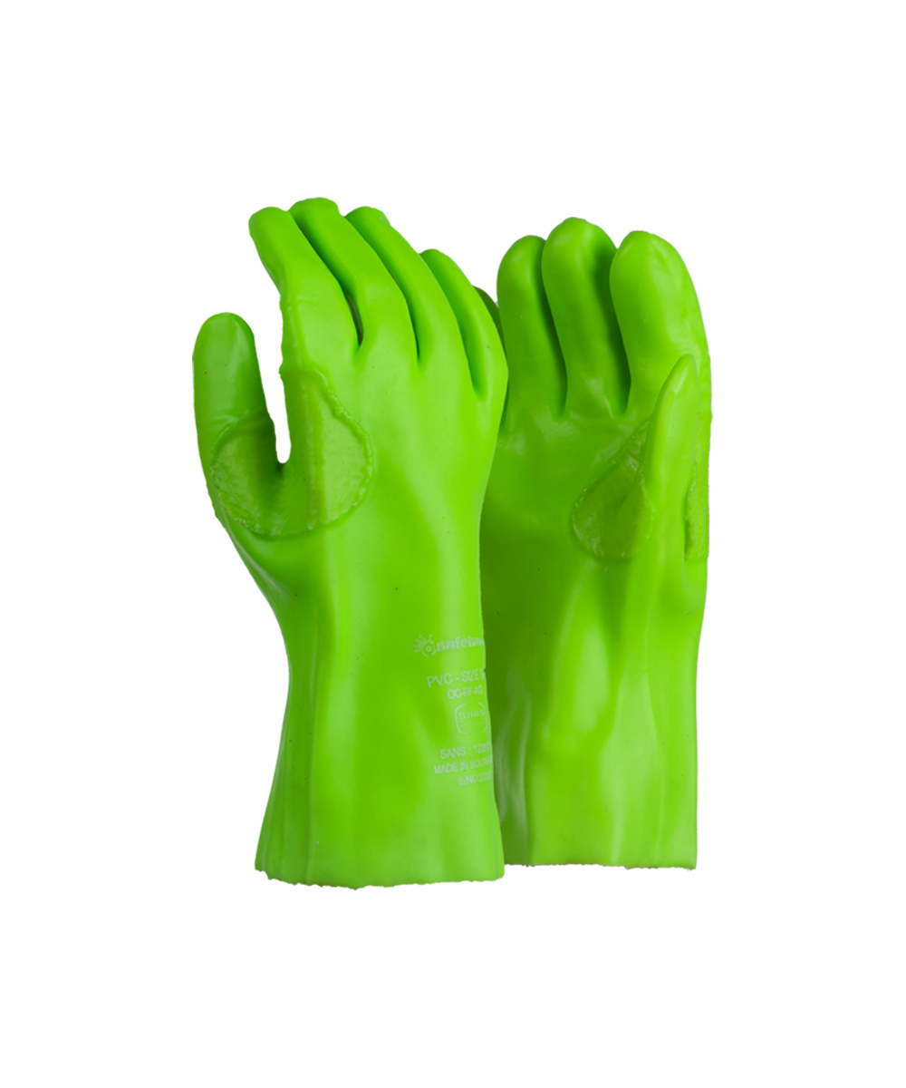 Green PVC Reinforced Gloves - 27cm