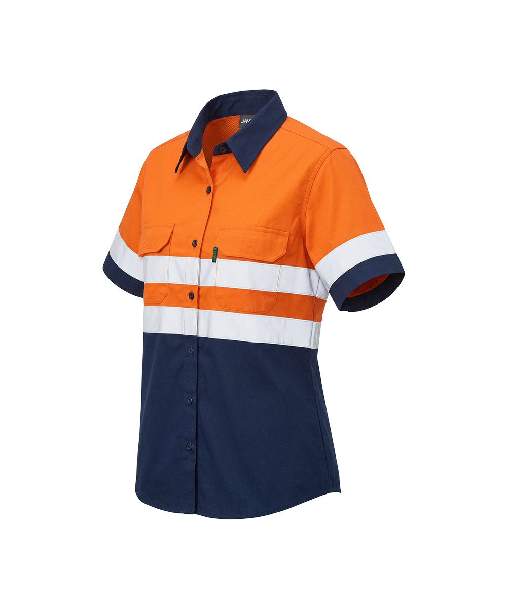 Hi-Vis Women's Two Tone Vented Short Sleeve Work Shirt - Image 2
