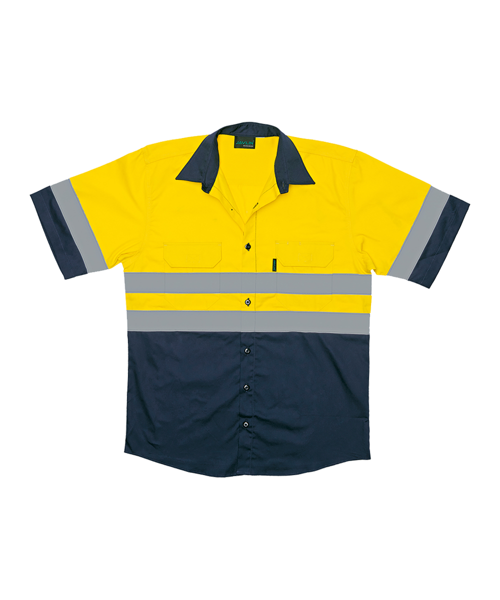 ROCKSAFE Hi-Vis Two Tone Vented Short Sleeve Work Shirt - Image 2