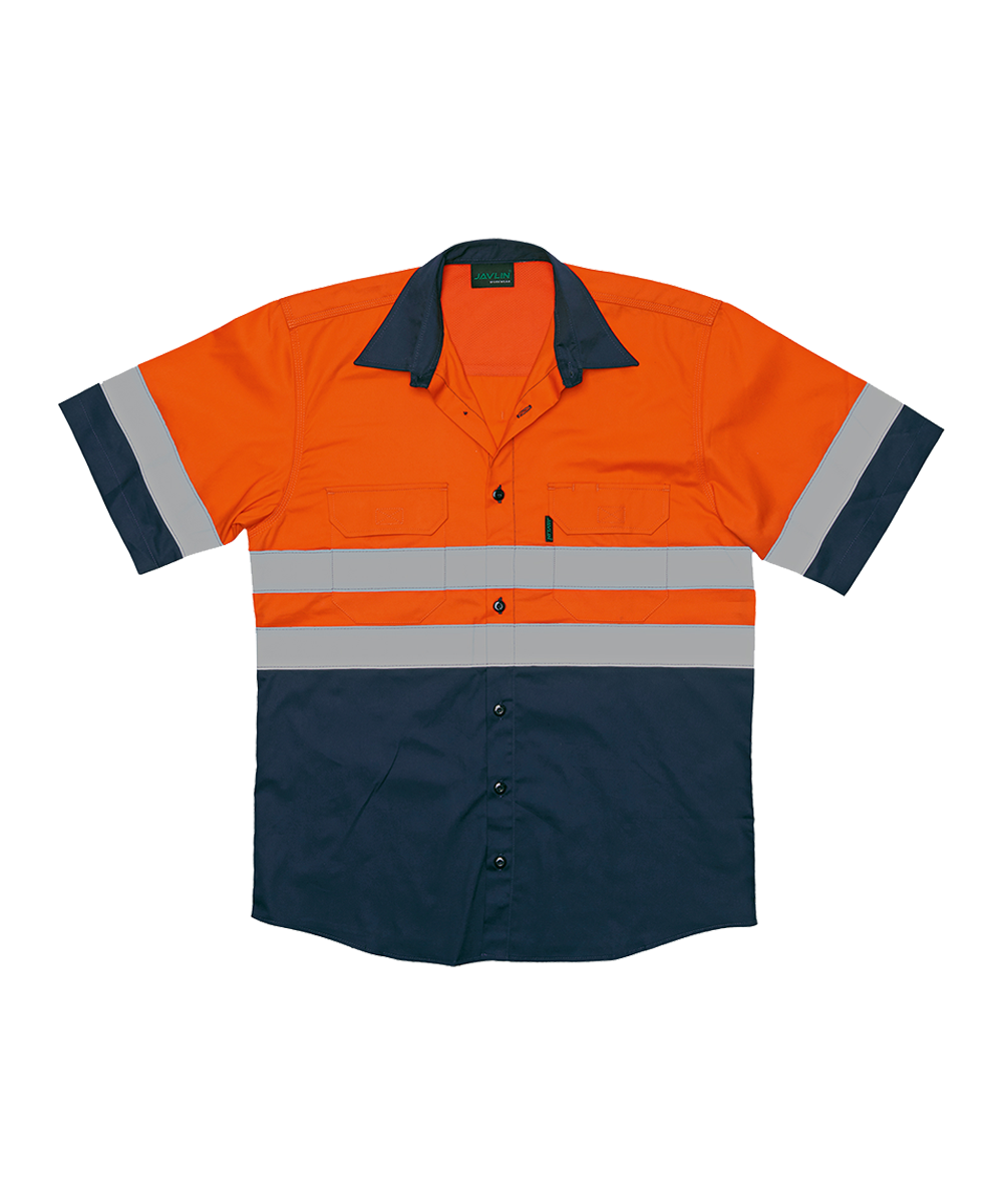 ROCKSAFE Hi-Vis Two Tone Vented Short Sleeve Work Shirt
