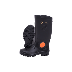 Black/Black Knee Length Heavy Duty Steel Toe Recycled Gumboot