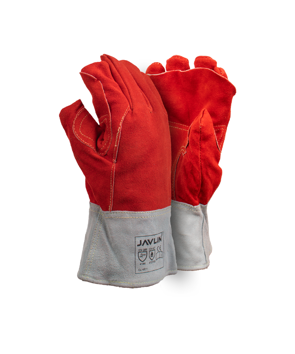 Premium Red Leather Heat Gloves - 10cm Cuff