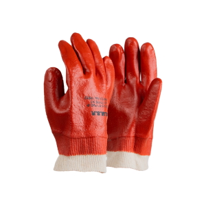 PVC Mediumweight Red/Brown Knit Wrist Gloves
